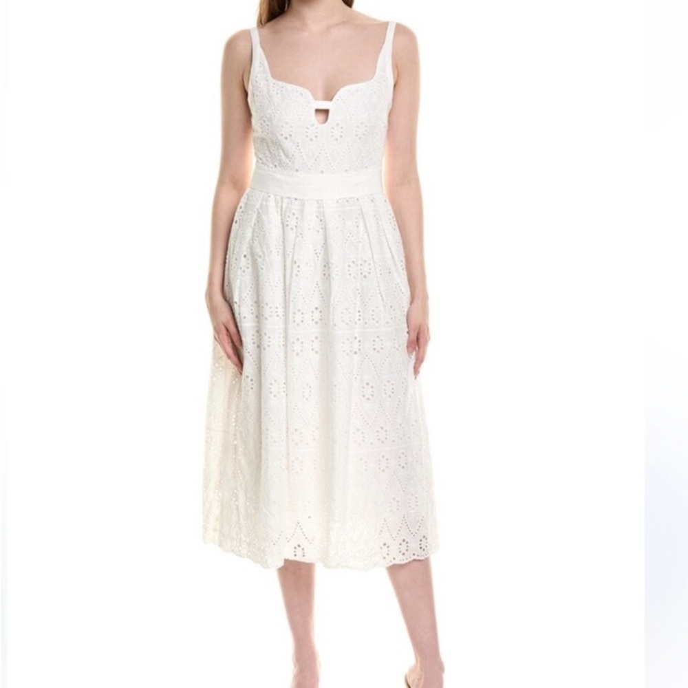 O.P.T White Eyelet Midi Dress